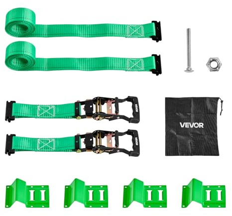 VEVOR Cinghie a Cricchetto di Fissaggio per Auto 50,8 x 2438,4 mm con Fibbia e Resistenza alla Trazione di 1986,73 kg e Capacità di Carico di 662 kg, Cinghia di Fissaggio per Ruote, SUV, Rimorchi