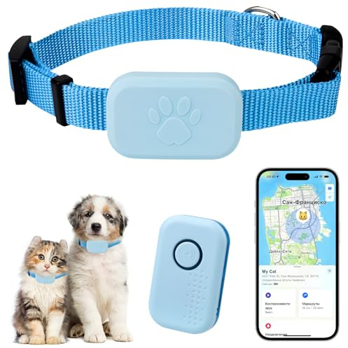 GPS Cat Tracker, GPS Pet Tracker for Cats, Real Time Dog Tracker with No Monthly Fees, Works with iOS and Android, Mini Tracking Device