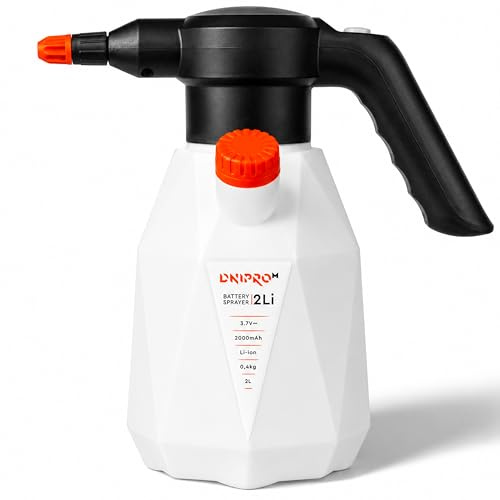 Spruzzino Nebulizzatore 2L - Nebulizzatore Giardino con Batteria 2Ah, USB-C, Ugello Regolabile e Serbatoio Trasparente - Spruzzatore Elettrico per Piante di Dnipro-M