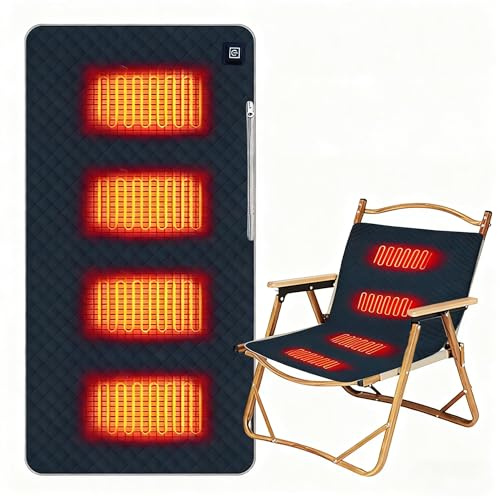 Chaise Portable Chauffante, 45 X 90 cm USB Coussin Chauffant avec 4 Zones De Chauffage, 3 Niveaux, Siege Chauffant D'extérieur pour Excursions, Camping, Chaise De Bureau, Canapé