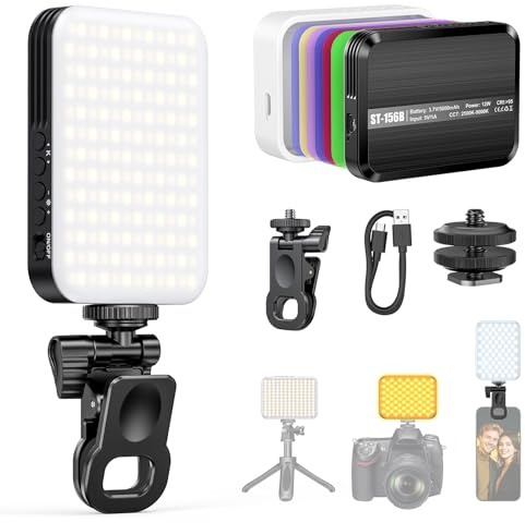 Selfie Light Mobile Phone 156 LED 2500-9000K CRI 95+ 5000mAh with Colour Filter | Dimmable Mobile Phone Light Professional Video Light with Silicone Case Photographic Lamp for Phone Laptop Camera