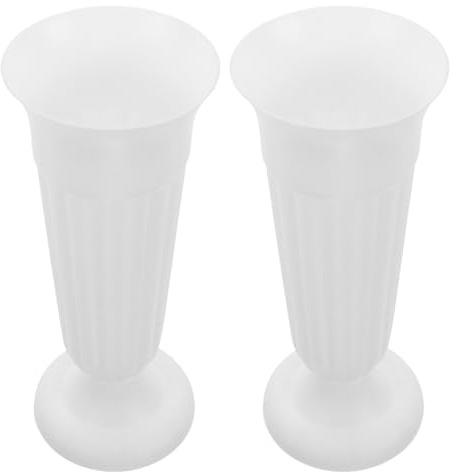 FOMIYES Portafiori Cimitero in Plastica Bianca Resistente alle Intemperie, Vaso da Tomba Robusto 2 Pezzi per Fiori Decorativi in Cimitero e Sepolcri