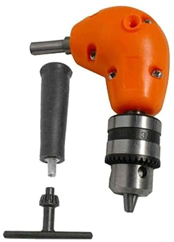 EasyByMall Accesorio de taladro de ángulo recto, adaptador de portabrocas de 90 grados de 3/8 pulgadas para taladros eléctricos inalámbricos, carcasa de metal resistente para espacios reducidos y