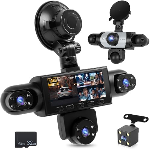 NHOPEEW Dashcam 360° Canales para Coche con 1080P Cámara Frontal