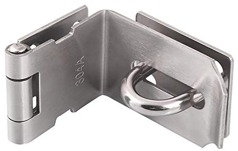4 Inch Stainless Steel Door Hasp Latch - 90 Degree Right Angle Padlock Security Clasp for Push/Sliding/Barn Doors - 2mm Thick, Brushed Silver
