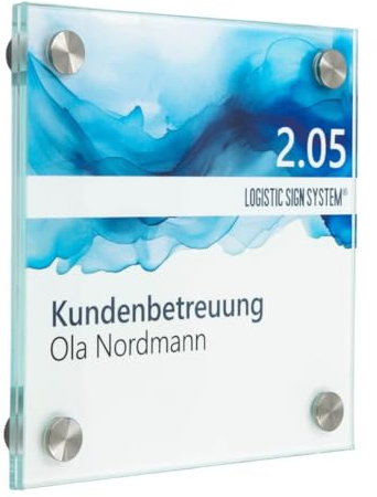 Logistic Sign System Türschild Glas für Büro, 150x150 mm, Vitum B4