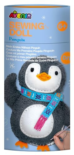 Avenir 6301626 DIY Nähset, Sewing Penguin, Motiv Pinguin,Bastelset für Kinder, Kreativ-Set, ab 6 Jahren