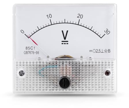 Amperímetro analógico de corriente mini Voltímetro,profesional 2.5 Precisión Voltaje Voltaje analógico Voltímetro Panel Amperímetro Corriente voltímetro de CC 85 Corriente analógica C1 (DC 0-30V)