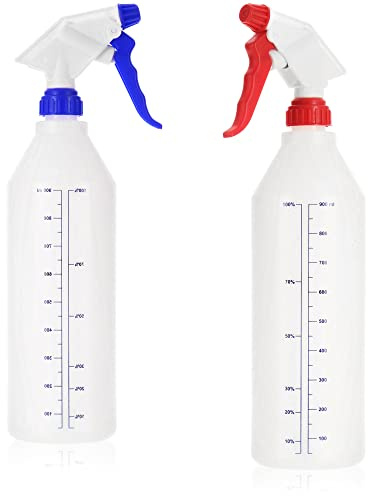 com-four® 2x botella rociadora, rociador de bomba de 360 ??grados | Rosca 28/400 para ácidos diluidos - aceites minerales y grasas
