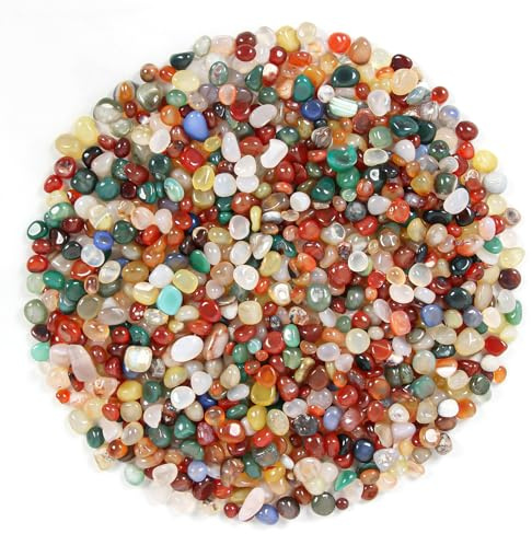 1.1 lb Multicolor Agate Chips, Decorative Stones for Plants & Crafts | Polished natural agate chips with unique colours, ideal for plant pots, vase fillers, aquariums, crafts and home decor.