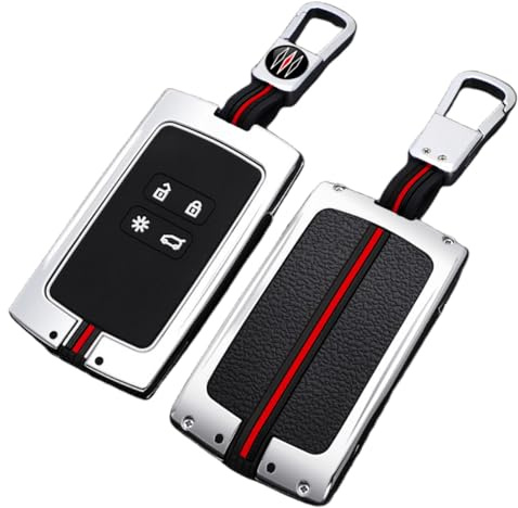 Happyit Custodia in lega di zinco + silicone per chiave auto, accessorio protettivo per auto keyless (A, argento)