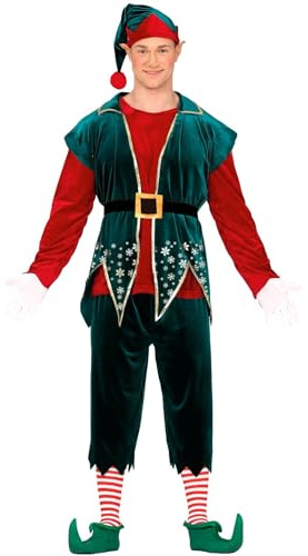 GUIRMA | Elfo Kostüm für Erwachsene - Shirt, Weste, Gürtel, Hut und Hose - Märchen- und Fantasy Kostüme für Kostümpartys und Feiern - Herren - Rot und Grün