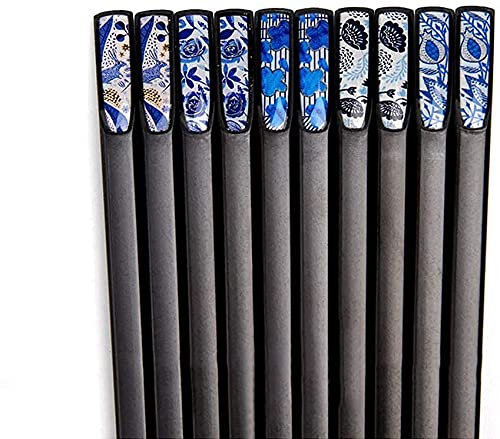 ZHANGDONG Palillos Chinos Palillos Sushi Palillos Coreanos 5 Pares de Palillos de Fibra de Vidrio, Palillos de Sushi de aleación Puntiaguda, Palillos de Cocina con diseño de Caja. para Cocina C