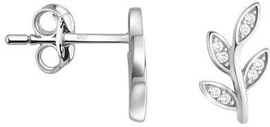 SOFIA MILANI - Damen Ohrringe 925 Silber - mit Zirkonia Steinen - Blatt Ohrstecker - E1161