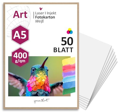 younikat 50er Set blanko Bastelkarton DIN A5 400 g/m² weiß Karton - dv1002 | für Scrapbooking und vieles mehr, Bastelkarton zum Selbstgestalten Basteln Malen Beschreiben, 400 g/qm starkem Material