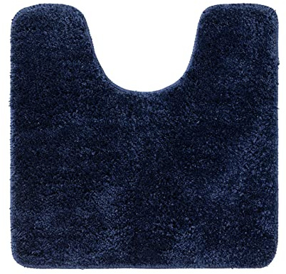 MIULEE Absorbent WC Toilet Rug Non Slip U Shape Bath Mat with High Hydroscopicity Rugs Super Soft Cozy and Shaggy Microfiber Rug Carpet for Bathroom 45x45 cm Dark-Blue