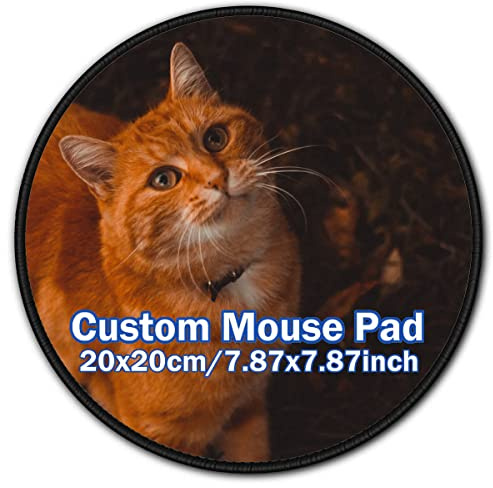 Tappetino per mouse personalizzato con foto, tappetino per mouse antiscivolo personalizzato con immagine e testo, forniture per scrivania da ufficio 20 x 20 cm rotondo