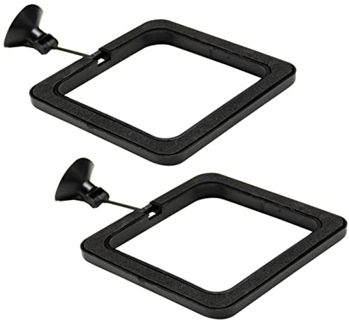 2 Pcs Black 10cm Square Aquarium Fish Feeder with Suction Cups for Goldfish and Other Smaller Fish