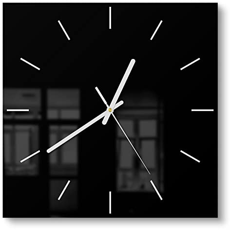 DEQORI Glasuhr | 30x30 cm | Unifarben - Schwarz | ausgefallene leise Design Uhr aus Glas | Wanduhr für Wohnzimmer & Küche | moderne Hingucker Uhr für die Wand