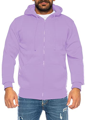 Raff & Taff - Felpa da uomo con cappuccio e cerniera, modello basic fino a 8XL, lilla., XXXXXXL