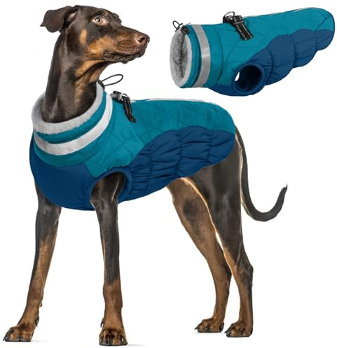 Hundemantel XXL, Winterjacke Hund Groß Schneejacke Hund Hundemantel Fleece Grosse Hunde Wintermantel Labrador(Dunkelgrün, 2XL)
