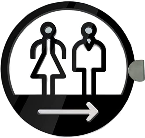 WC-Schilder, WC-Schild, WC-Schilder, WC-Schilder, WC-Schild, Herren- und Damen-WC-Schilder, runde Badezimmer-Türschilder mit Pfeil, Montagezubehör, für Büro, Restaurants, Hotels, Supermar