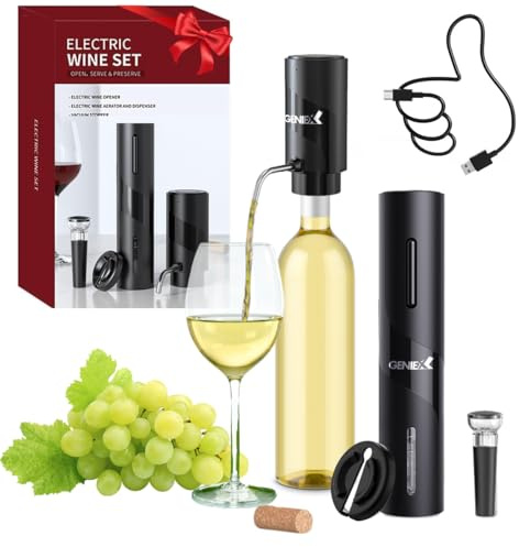 Electric Wine Set 4 | Automatic Wine Opener Dispenser Gift Set - Electric Corkscrew Opener & Auto Wine Dispenser | Ideal Housewarming Gifts