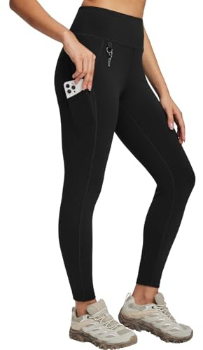 baleaf Walking Hiking Leggings for Women with 3 Pockets Gym Outdoor Trousers High Waisted Quick Dry