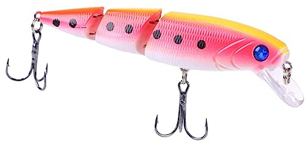 Sosoport Swimbait Angelköder Mehrgliedrig Aus Abs Mit 3D-Augen Und Drillingshaken Künstlicher Crankbait Für Barsch Und Forelle Süß Und Salzwasser Köder