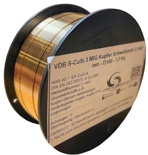 Schweissdraht Kupfer CuSi 3 MIG 2.1461 - Spule - 0,8 mm - 1,0 Kg - D100 | ER CuSi-A - S Cu 6560 Drahtelektrode auf Rolle