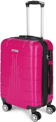 BRUBAKER Handgepäck Hartschalen Koffer Miami - Erweiterbarer Reisekoffer mit Zahlenschloss, 4 Rollen und Komfort Tragegriffen - 37 x 56 x 24,5 cm ABS Rollkoffer Trolley (M - Pink)