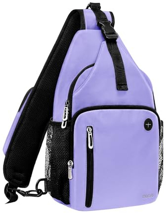 MOSISO Zaino Monospalla a Tracolla per Uomo Donna, Zaino Viaggio e Escursionismo, Borsa Petto con Tasca Quadrata Anteriore e Porta Ricarica USB, Lilla