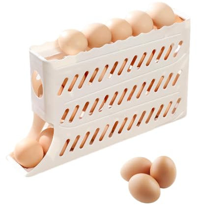 Egg Holder for Refrigerator - Egg Storage Box for Refrigerator, Side Door Egg Holder | Automatic Rolling Egg Storage Rack, 4 Layer Freezer, Accessories