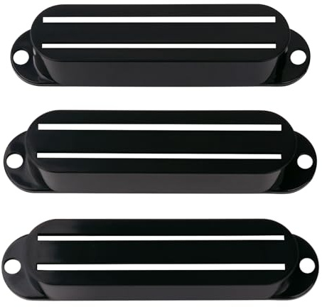 Banworks Mini Humbucker Dual-Coil Hot Rail Pickup Abdeckungsrahmen | Für Strat-Gitarren Pack mit 3 Dual-Coil Pickup-Covern JT/SYQG-05 Schwarz