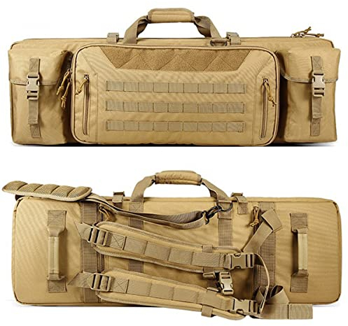 ANSNOW Gewehrtasche Langwaffentasche Mit Scheide, Taktische Doppelwaffentasche Für Gewehre, Doppelgewehrtasche Jagd Mit Doppelfach, Mit Verstellbarem Schultergurt Für Langwaffen Luftgewehr/Beige
