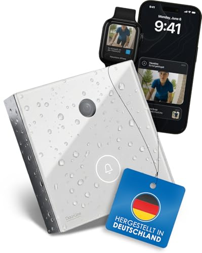Türklingel mit Bildübertragung ohne Cloud, DoorLine Made in Germany | elegante Glasoberfläche, Weiß, WLAN-Klingel, perfekt für alle FRITZ!Box Modelle, Smart Home-kompatibel, Snapshotfunktion