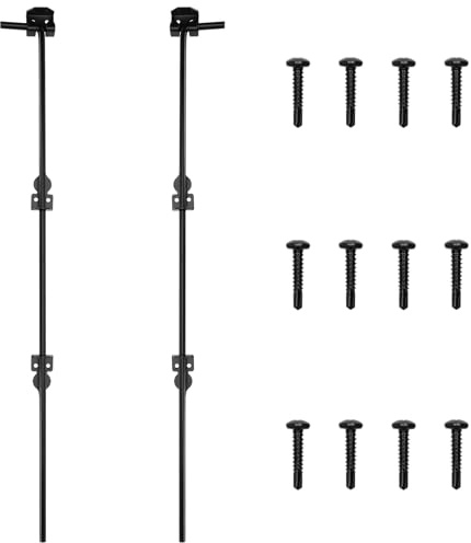 36 Inch Heavy Duty Gate Drop Rod for Gates,Gate Cane Bolt Drop Rod Hardware Ground Latch for Wooden Fences, 36 Cane Bolt Gate Drop Rod,Black Solid Steel(2 Pack for Gate Drop Rod)