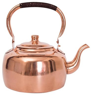 F Fityle Teekessel, Heißwasserkessel aus Kupfer mit ergonomischem Griff, Kupferkessel, Teekanne für Gasherde, Herd, kochendes Wasser, 5L