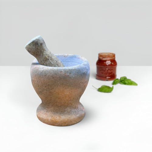 Pestle and Mortar Set Premium Solid Marble Stone Herb and Spice Grinder Garlic Crusher Pestle Set Natural Stone Marble Pestle and Mortar Bowl (pink, Set of Pestle)