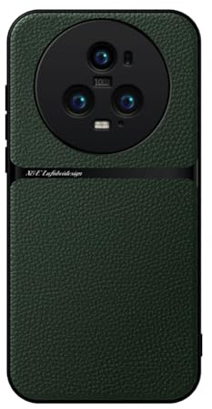 Kepuch Hülle für Honor Magic 5 Pro - Hüllen Case Eingebaute Metallplatte Litschi Grano - Grün