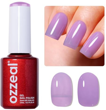 Ozzeal Jelly UV Nagellack, Hell Lila Gelee UV Gel Nagellack Transparent Frühling Sommer Jelly Gel Nail Polish Soak Off UV LED für Nail Art DIY Maniküre 15ML