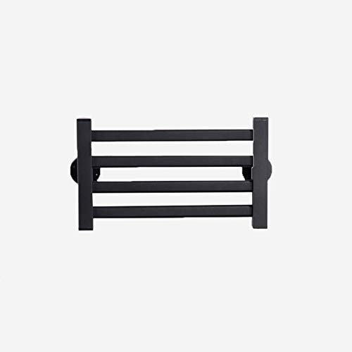 Toallero eléctrico con calefacción para baño, montaje en pared, color blanco/negro, diseño plano pequeño, 505 x 265 x 60 mm, material de acero de bajo carbono, 45 W, potencia de 220 V, voltaje IPX4,