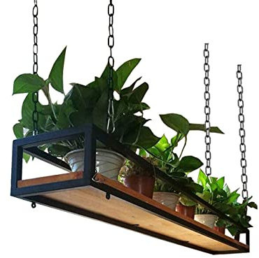 Ceiling Shelf Plant Shelves Flower Pot Stand Hanging Basket Display with Iron Chain for Kitchen Storage and Wine Holder (Size :)
