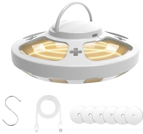 AMFUN Lot de 2 Piège à Puces, Piège à Lumière Anti-Puces à LED 4 Modes avec 12 Autocollants de Capture, UV Lampe Tue Mouche Electrique, Lampe Piège À Puces avec 2 Crochets(Blanc)