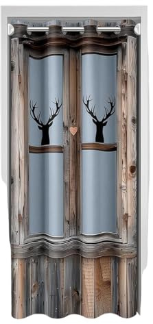 Homewish Türvorhang aus Holz für Tür, Privatsphäre, Retro-Hirsch-Tier-Thema, Schrankabdeckung für Schlafzimmer, Wohnzimmer, rustikale Landhaus-Scheunentür, Verdunkelungsvorhang, 1 Paneel, 86 x 203 cm