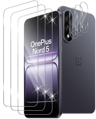 Xunzii Schutzfolie für OnePlus Nord 5 für Panzerglas mit Kameraschutz [3+3 PCS], 0.33mm Ultra-Klar Schutzglas Folie, 9H Härte Displayschutzfolie, Anti-Kratzen Hartglasfolie