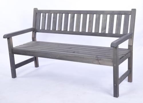 PROREGAL Gartenbank Grana | HxBxT 90x154x70cm | Ohne Abdeckung | Grau | Parkbank Gartenmöbel Sitzbank Bank Friesenbank