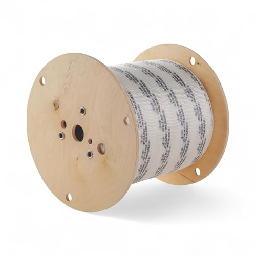 ESK Packaging® Conduit Measuring Pull Tape – 1/2 Inch x 500 ft – 1250#, Wooden-Reel, Low-Stretch, Pre-Lubricated Polyester Pull Tape | Foot-Marked | Underground Conduit & Wire Pull String