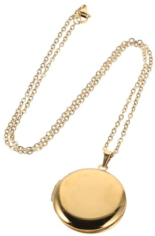 LIGIGWASH Collana Gioiello Rotondo Medaglione Acciaio in Inossidabile Facilmente Oro, Design Elegante Moderno, Apribile per Eventi Speciali e Anniversari Femminile