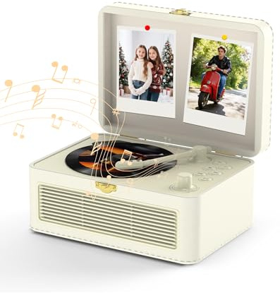 KOVCDVI Lettore CD portatile Bluetooth, radio retrò con lettore CD, altoparlante, supporta la riproduzione USB e AUX, con telecomando, copertura antipolvere in similpelle Bianco
